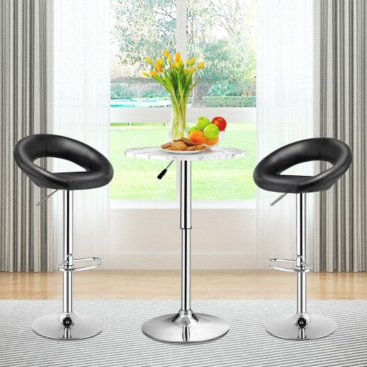 Height Adjustable Bar Stools Set of 2 with Hollow Back and Footrest-Black LuxuryLifeWay Online Store
