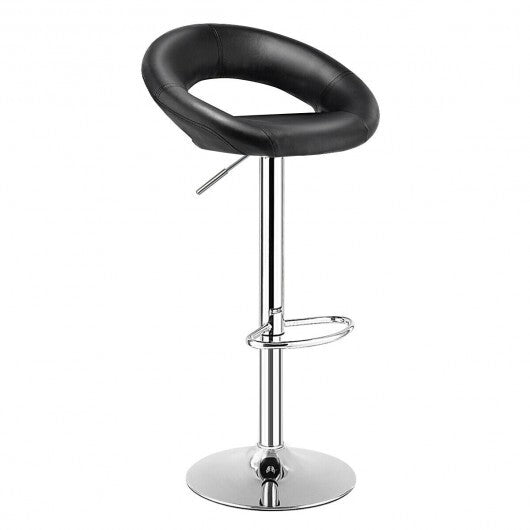 Height Adjustable Bar Stools Set of 2 with Hollow Back and Footrest-Black LuxuryLifeWay Online Store