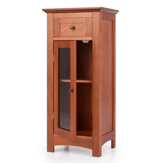 Bathroom Freestanding Storage Cabinet with Single Glass Door-Brown LuxuryLifeWay Online Store