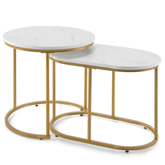 Modern Nesting Coffee Table Set of 2-White - Color: White LuxuryLifeWay Online Store