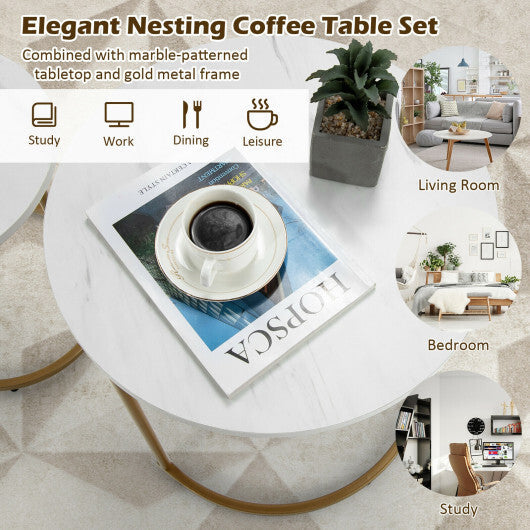 Modern Nesting Coffee Table Set of 2-White - Color: White LuxuryLifeWay Online Store