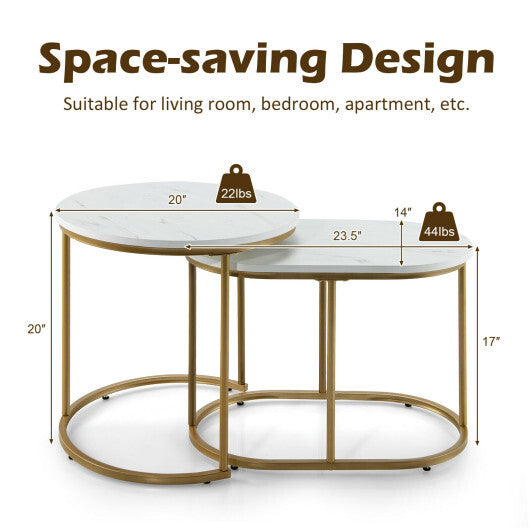 Modern Nesting Coffee Table Set of 2-White - Color: White LuxuryLifeWay Online Store