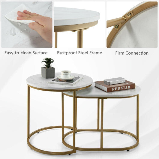 Modern Nesting Coffee Table Set of 2-White - Color: White LuxuryLifeWay Online Store