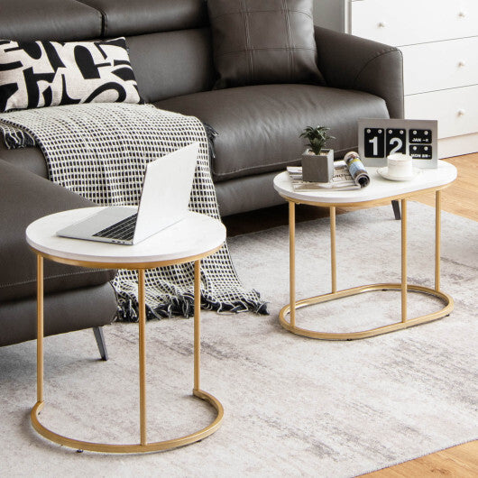 Modern Nesting Coffee Table Set of 2-White LuxuryLifeWay Online Store