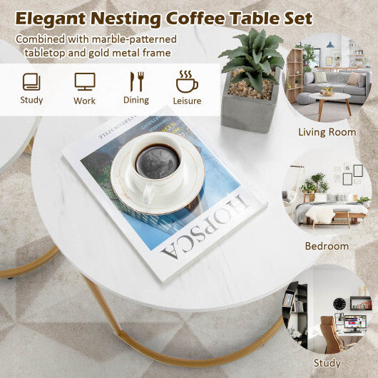 Modern Nesting Coffee Table Set of 2-White LuxuryLifeWay Online Store