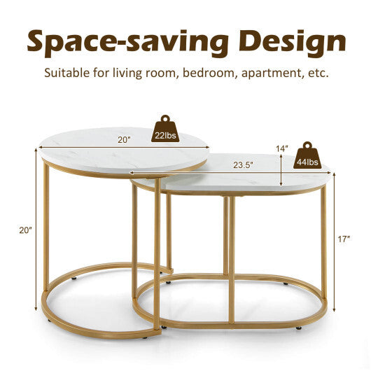 Modern Nesting Coffee Table Set of 2-White LuxuryLifeWay Online Store