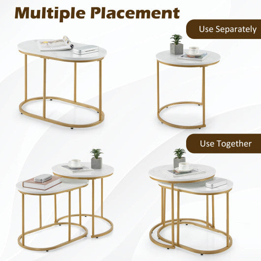 Modern Nesting Coffee Table Set of 2-White LuxuryLifeWay Online Store