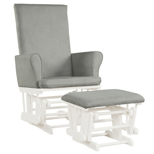 Baby Nursery Relax Rocker Rocking Chair Glider and Ottoman Cushion Set-Gray LuxuryLifeWay Online Store