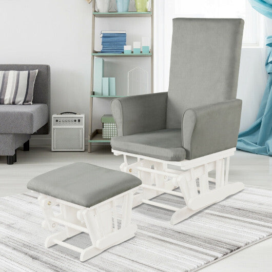 Baby Nursery Relax Rocker Rocking Chair Glider and Ottoman Cushion Set-Gray LuxuryLifeWay Online Store