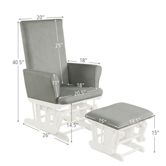 Baby Nursery Relax Rocker Rocking Chair Glider and Ottoman Cushion Set-Gray LuxuryLifeWay Online Store