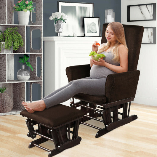 Baby Nursery Relax Rocker Rocking Chair Glider and Ottoman Cushion Set-Gray LuxuryLifeWay Online Store