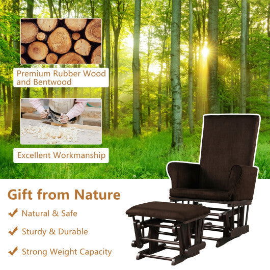 Baby Nursery Relax Rocker Rocking Chair Glider and Ottoman Cushion Set-Gray LuxuryLifeWay Online Store
