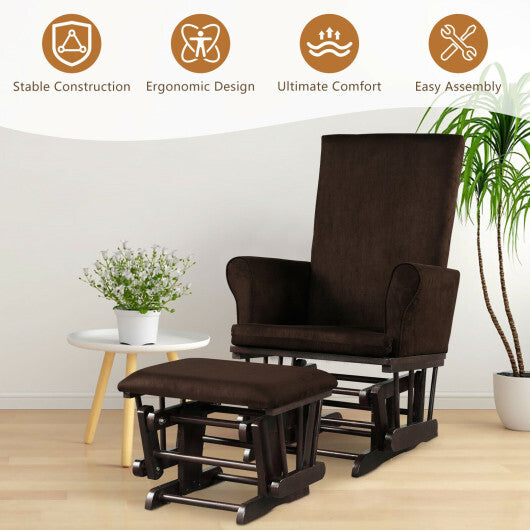 Baby Nursery Relax Rocker Rocking Chair Glider and Ottoman Cushion Set-Gray LuxuryLifeWay Online Store