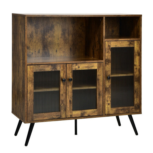 Buffet Kitchen Storage Cupboard with Glass Door and Adjustable Shelves-Rustic Brown LuxuryLifeWay Online Store