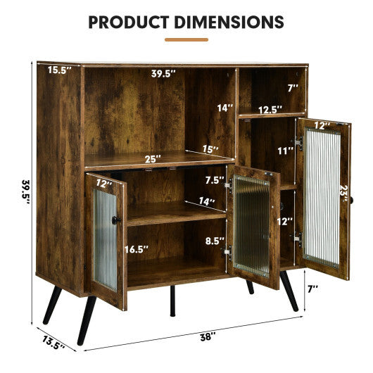Buffet Kitchen Storage Cupboard with Glass Door and Adjustable Shelves-Rustic Brown LuxuryLifeWay Online Store