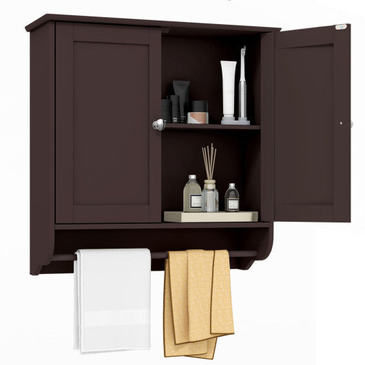 Wall Mounted Bathroom Storage Medicine Cabinet with Towel Bar-Brown - Color: Brown LuxuryLifeWay Online Store
