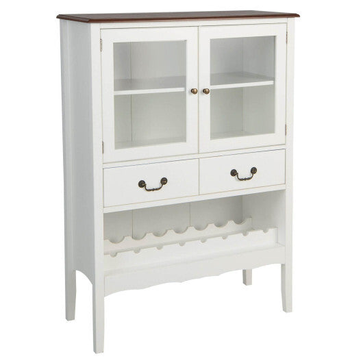 Sideboard Buffet Cabinet with 2 Tempered Glass Doors-White - Color: White LuxuryLifeWay Online Store