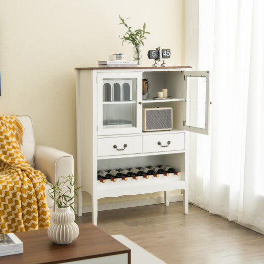 Sideboard Buffet Cabinet with 2 Tempered Glass Doors-White - Color: White LuxuryLifeWay Online Store