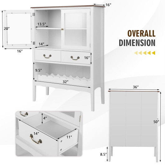 Sideboard Buffet Cabinet with 2 Tempered Glass Doors-White - Color: White LuxuryLifeWay Online Store