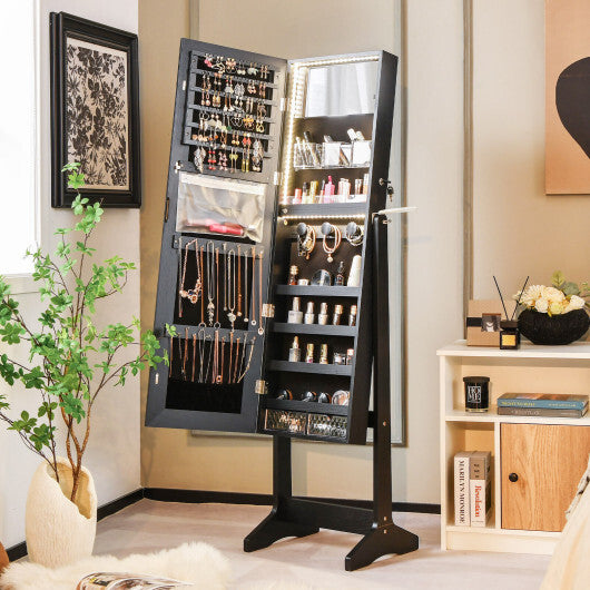 Freestanding Jewelry Cabinet with Full Length HD Mirror-White LuxuryLifeWay Online Store