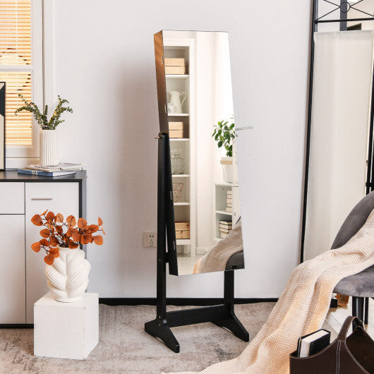 Freestanding Jewelry Cabinet with Full Length HD Mirror-White LuxuryLifeWay Online Store