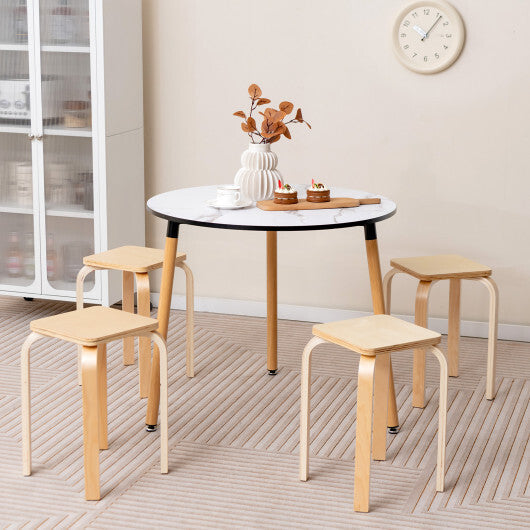 Stackable Stools Set of 4 with Square Top and Rounded Corners-Natural - Color: Natural LuxuryLifeWay Online Store