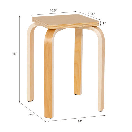 Stackable Stools Set of 4 with Square Top and Rounded Corners-Natural - Color: Natural LuxuryLifeWay Online Store
