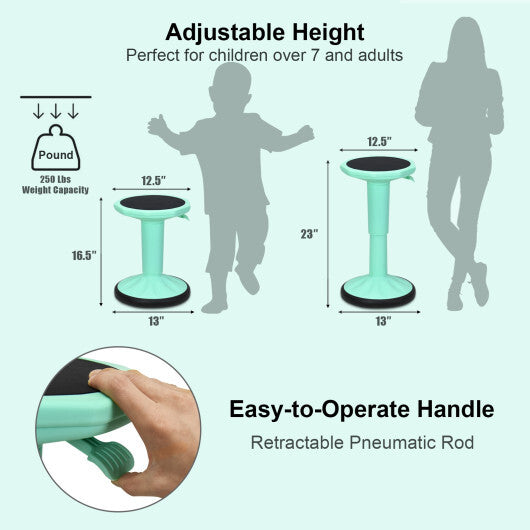 Adjustable Active Learning Stool Sitting Home Office Wobble Chair with Cushion Seat -Green - Color: Green LuxuryLifeWay Online Store