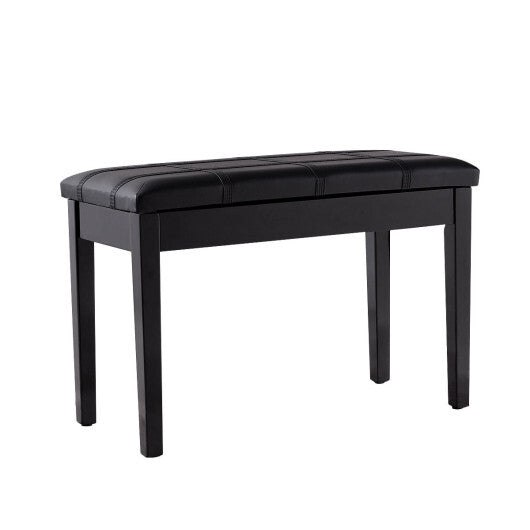 Solid Wood PU Leather Piano Double Duet Keyboard Bench-Black LuxuryLifeWay Online Store