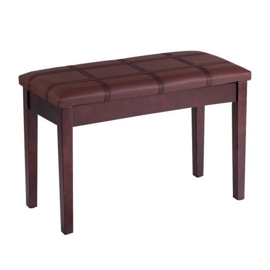 Solid Wood PU Leather Piano Double Duet Keyboard Bench-Brown - Color: Brown LuxuryLifeWay Online Store