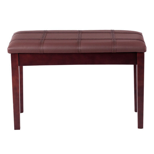 Solid Wood PU Leather Piano Double Duet Keyboard Bench-Brown - Color: Brown LuxuryLifeWay Online Store