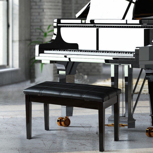 Solid Wood PU Leather Piano Double Duet Keyboard Bench-Black LuxuryLifeWay Online Store