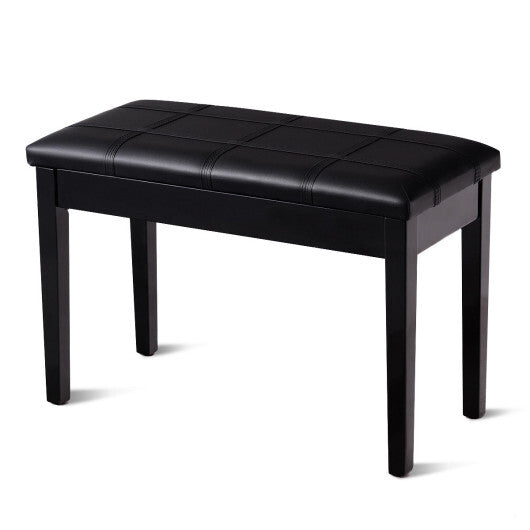 Solid Wood PU Leather Piano Double Duet Keyboard Bench-Black LuxuryLifeWay Online Store
