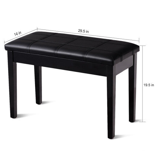 Solid Wood PU Leather Piano Double Duet Keyboard Bench-Black LuxuryLifeWay Online Store