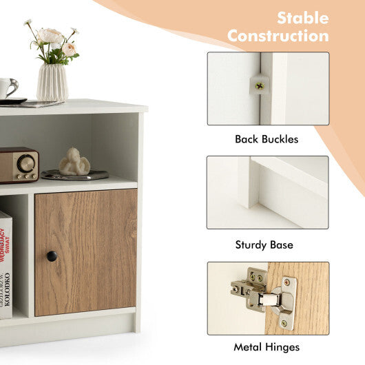 2 Pieces 25 Inch Tall Nightstands with Door and 2 Open Shelves-White - Color: White LuxuryLifeWay Online Store