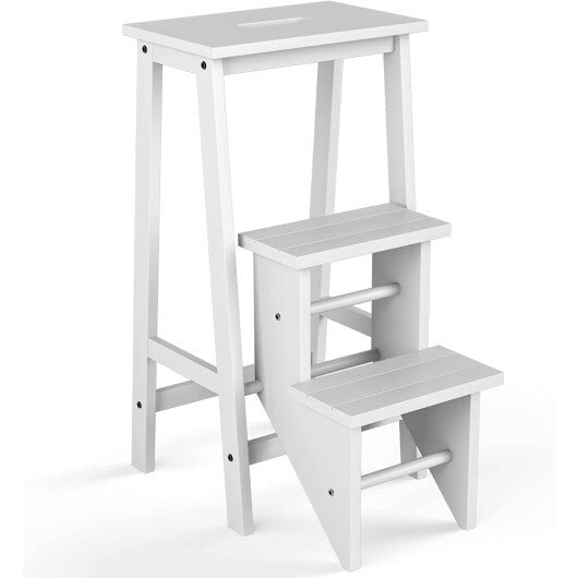 3 Tier Step Stool 3 in 1 Folding Ladder Bench-White - Color: White LuxuryLifeWay Online Store
