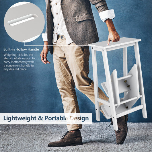 3 Tier Step Stool 3 in 1 Folding Ladder Bench-White - Color: White LuxuryLifeWay Online Store