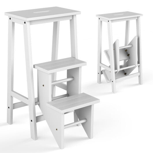 3 Tier Step Stool 3 in 1 Folding Ladder Bench-White - Color: White LuxuryLifeWay Online Store