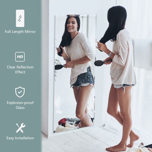 43 x 15 Inch Wall Mounted Frameless Full Length Mirror - Color: Transparent LuxuryLifeWay Online Store