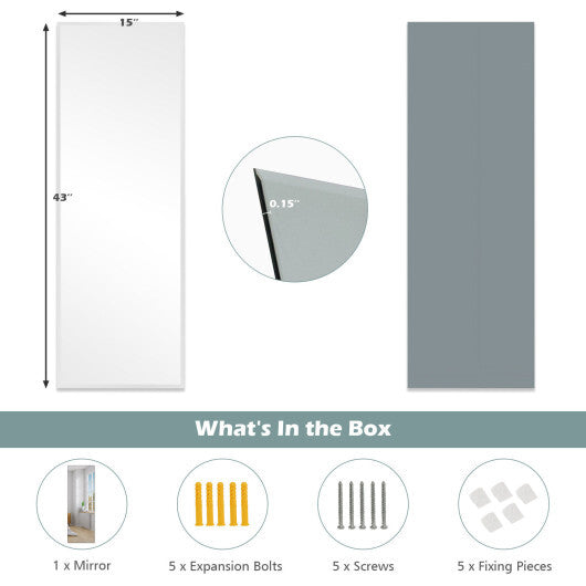 43 x 15 Inch Wall Mounted Frameless Full Length Mirror - Color: Transparent LuxuryLifeWay Online Store