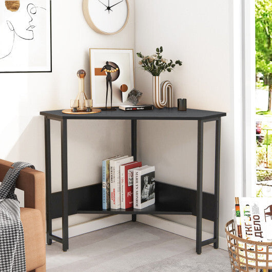 Triangle Computer Corner Desk with Charging Station-Rustic Brown LuxuryLifeWay Online Store