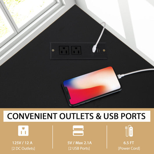 Triangle Computer Corner Desk with Charging Station-Rustic Brown LuxuryLifeWay Online Store