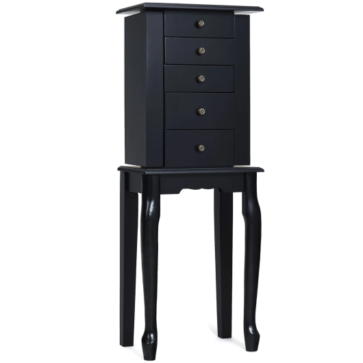 2 Colors Armoire Storage Standing Jewelry Cabinet with Mirror-Black - Color: Black LuxuryLifeWay Online Store