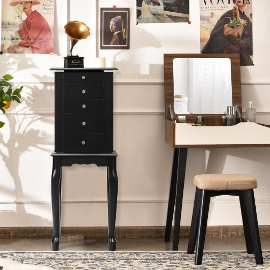 2 Colors Armoire Storage Standing Jewelry Cabinet with Mirror-Black - Color: Black LuxuryLifeWay Online Store