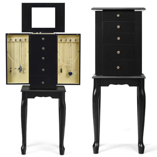 2 Colors Armoire Storage Standing Jewelry Cabinet with Mirror-Black - Color: Black LuxuryLifeWay Online Store