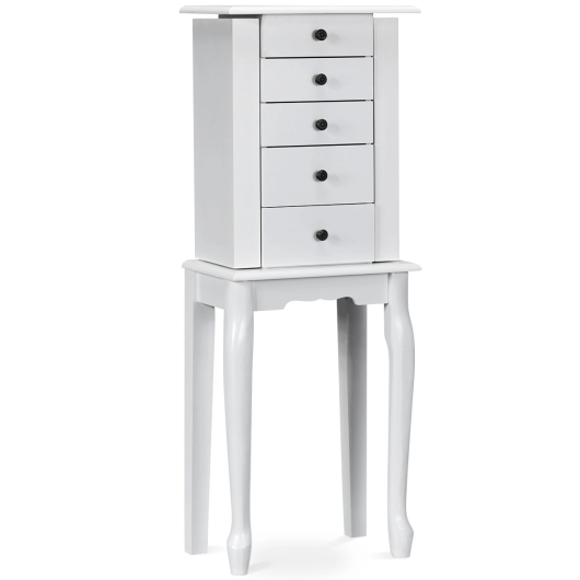 2 Colors Armoire Storage Standing Jewelry Cabinet with Mirror-White - Color: White LuxuryLifeWay Online Store