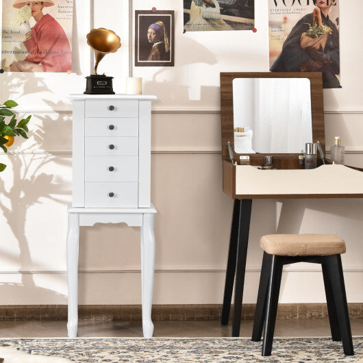 2 Colors Armoire Storage Standing Jewelry Cabinet with Mirror-White - Color: White LuxuryLifeWay Online Store