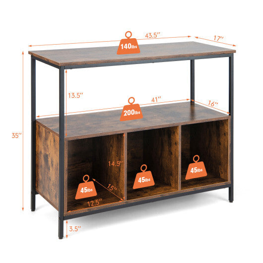 Modern Kitchen Buffet Sideboard with 3 Compartments-Rustic Brown - Color: Rustic Brown LuxuryLifeWay Online Store