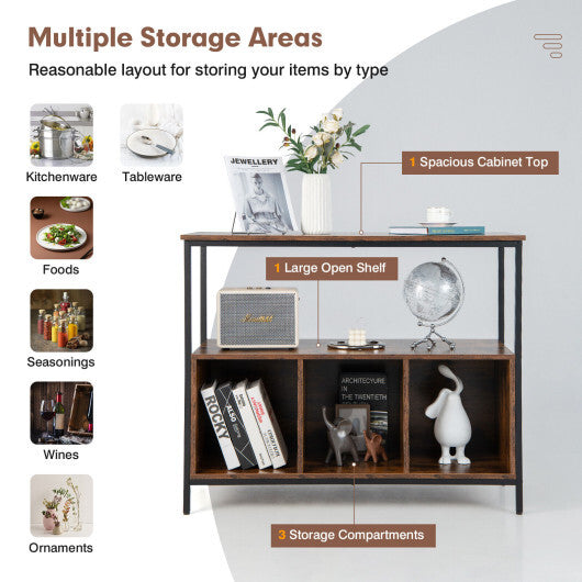 Modern Kitchen Buffet Sideboard with 3 Compartments-Rustic Brown LuxuryLifeWay Online Store