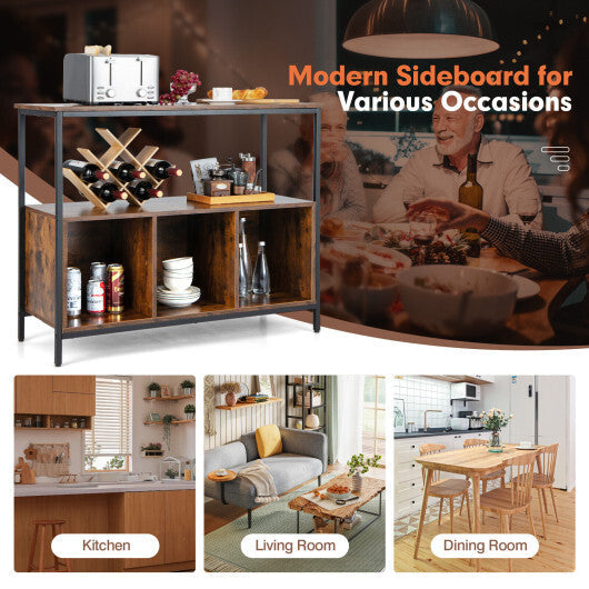 Modern Kitchen Buffet Sideboard with 3 Compartments-Rustic Brown LuxuryLifeWay Online Store